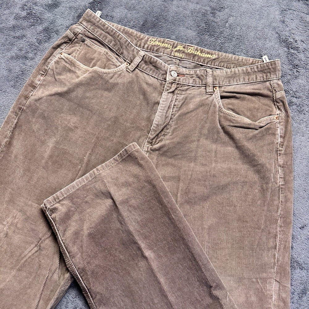 Tommy Bahama Corduroy Pants Mens 38x32 Brown Standard Fit Baggy Cotton Tencel